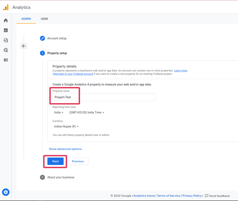 Property setup google analytics